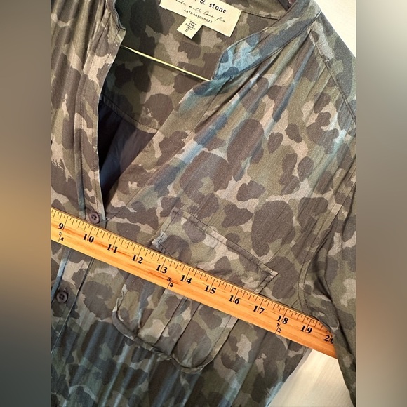 CLOTH & STONE Small Anthropologie Nina Camo Shirtdress Spring Lightweight Button - Picture 9 of 12